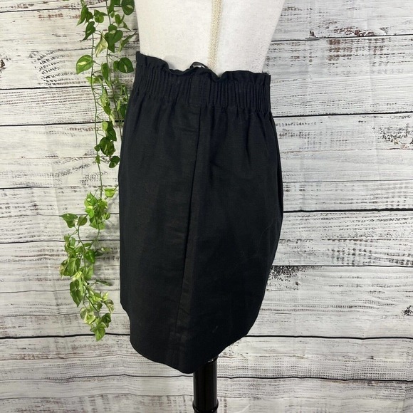 J Crew Skirt 2 Black Linen A Line Above Knee Pockets Beach Casual Vacation Slim - Picture 6 of 8